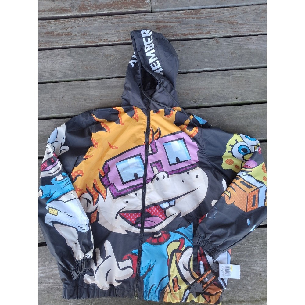 Members Only X Nickelodeon Windbreaker Jacket Rugrats SpongeBob Ren Stimpy M J1
